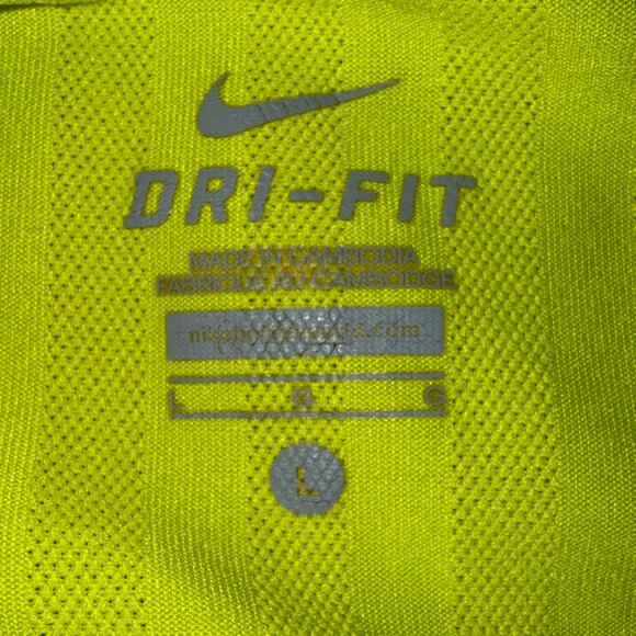 Nike Dri-Fit Safety Yellow Reflective Gray Strip Running Tennis Tank Size L - Picture 7 of 9